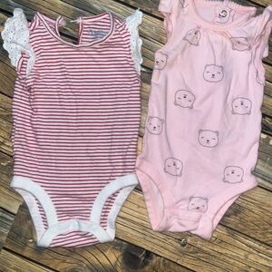 Striped and Bear Print Kids Bodysuits Set